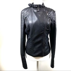 Max Studio, Black Faux Leather Moto Jacket, Sz Small.